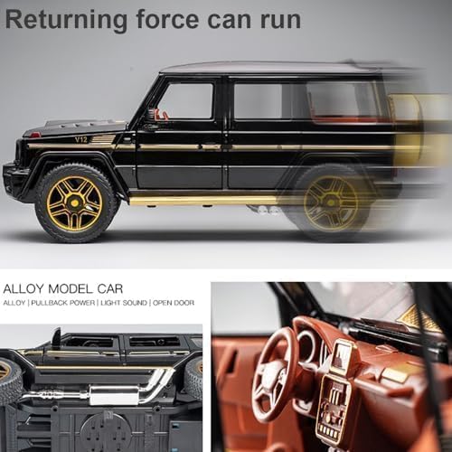 EROCK Exquisite car Model 1/24 Benz G63 AMG Model Car, Zinc Alloy Pull Back Toy car with Sound and Light for Kids Boy Girl Gift (Black)