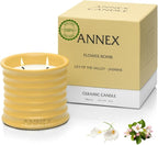 Scented Luxury Candles in Handmade Ceramic Jars, Soy Wax | Flower Bomb – Lily of The Valley & Jasmine, Large Candle | Non Toxic, 2 Wicks, Reusable Yellow Jar | Natural Spring Aromatherapy for Women