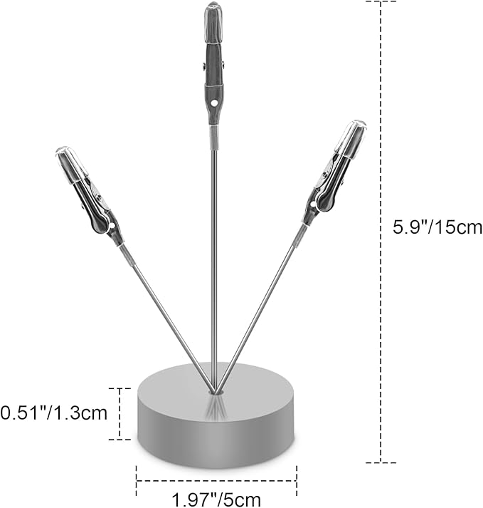 3 Pack Desktop Photo Tree Holder Clip Round Base, 3-Branch Gift Card Holder with Clips, Memo and Picture Display Clip Holder Stand for Wedding Party Photo Clip Holder Table Numbers Silver