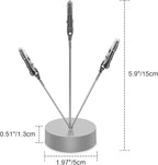 3 Pack Desktop Photo Tree Holder Clip Round Base, 3-Branch Gift Card Holder with Clips, Memo and Picture Display Clip Holder Stand for Wedding Party Photo Clip Holder Table Numbers Silver