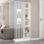 Wall Room Divider, Storage Cabinet Storage Display with Shelves, Modern Freestanding Wood Room Divider Screen, Wall Privacy Screens for Home Decorative (White,35.4" L x 9.5" W x 79.5" H)
