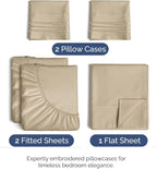 Split King Size 5 Piece Sheet Set - Comfy Breathable & Cooling Bed Sheets Set - Hotel Luxury Bedding for Women, Men, Kids, Teens, Boys & Girls - Deep Pockets, Soft and Wrinkle Free - Oeko-Tex - Beige