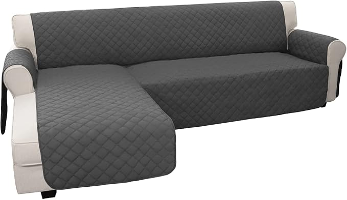 Easy-Going Sectional Couch Covers for Dogs L Shape Sofa Cover Reversible Sofa Slipcover Chaise Lounge Cover Furniture Protector Cover for Pets Dog Cat (Small, Dark Gray/Dark Gray)