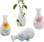 Handmade Ceramic Small vase Creative mini vase Home Decoration Ornament with 3D Floral Design (3D Flowers-4PCS)