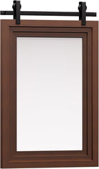 ALBAD Farmhouse Wood Framed Wall Mirror, Natural Wood and Framed Wall Mounted Bathroom Vanity Mirror for Farmhouse Decor, Vertical or Horizontal Hanging