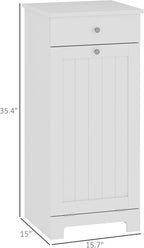 HOMCOM Laundry Hamper with Removable Basket, Tilt Out Hamper with Drawer and Beadboard Door, Bathroom Storage Cabinet, White