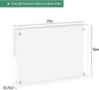 Golden State Art 5x7 Acrylic Picture Frames 5 Pack, Frameless Clear Photo Frame, Double Sided Freestanding, Tabletop Display for Home Office Desk