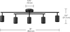 Globe Electric 64000052 5-Light Track Lighting, Center Swivel Bar, Matte Black, Ceiling Light, Track Light Heads, Pivot Shades, Track Ceiling Light, Track Lighting Kit, 5 Bulb Kitchen Light