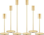 zeochyni Matte French Gold Candle Holders Set of 6, Elegant Candlestick Holders for Wedding Centerpieces Dining Tables Parties Home Decor Events, Taper Candle Holders Fit 3/4 Inch Candles