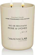 M&SENSE Natural Soy Candle| Rose & Lychee | 16.6 oz, 95H Burn | Minimalist Scented Candle for Relaxation, Gifting, Home Décor | for Bedroom, Office, Party Large