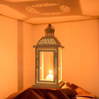 DECORKEY Lantern Decorative Indoor&Outdoor, 2 Pack 14.4'' Large Metal Candle Lanterns, Vintage Hanging Candle Holders for Farmhouse Wedding Front Porch Patio, Halloween Christmas Decorations for Home