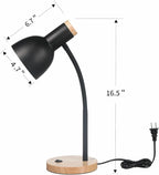 Table Lamp,Wooden Adjustable Desk Lamp,Dorm Lamp&Bedside Lamp for Living Room, Bedroom, Kids Room (Black)