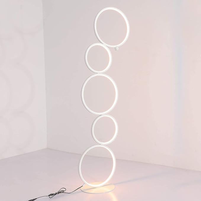 SomSom Modern LED Floor Lamp - Very High Brightness, Indoor Lamp - Living Room Standing Light - Alternative to Halogen - Built in Touch Dimmer - White