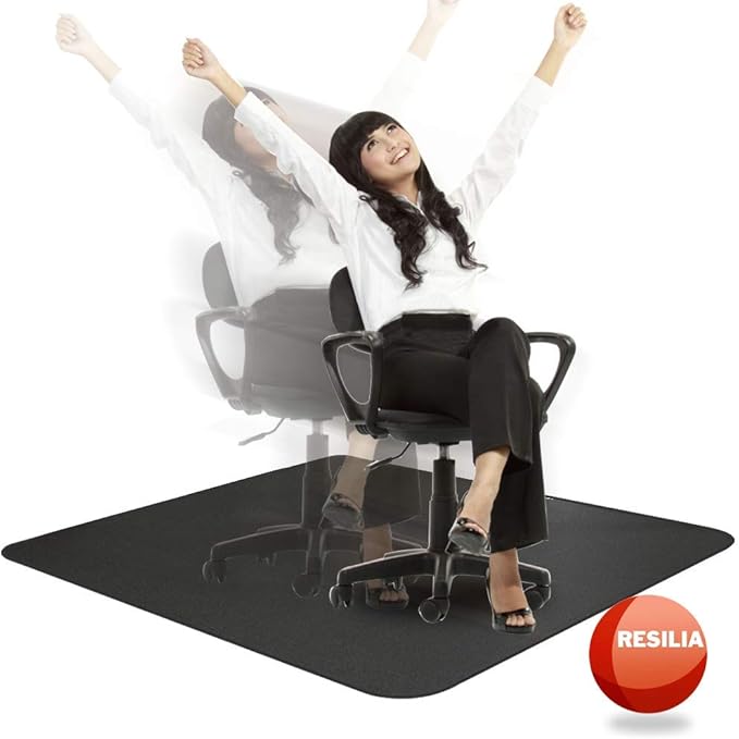 Resilia Office Desk Chair Mat - for Low Pile Carpet (with Grippers) Black, 30 Inches x 48 Inches, Made in The USA
