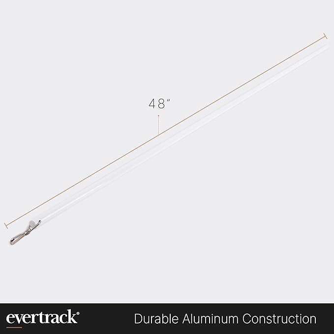 Curtain Wand - Aluminum Curtain and Drapery Pull Rod with Stainless Steel Hardware for Curtains, Draperies, and Room Divider Curtains - 48 Inches, White - Pack of 2