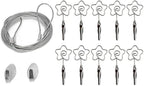 Multi-Purpose Steel Wall Hanging Photo Display Cable Wire Rod with 12 Adjustable Clips for Hanging Photos Notes Postcard and Artworks (Flower)