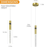 Pendant Lights Kitchen Island Light Fixtures Dimmable LED Modern Pendant Light with Bubble Crystal Pendant Lighting for Kitchen Bedroom Hallway Entryway (Gold 2-Pack)