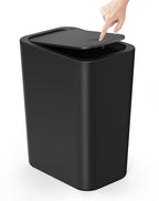Cesun Bathroom Trash Can with Lid, 2.6 Gallon Small Black Garbage Can, Press Top Lid Trash Bin, Dog Proof Trash Cans Plastic Waste Basket for Bedroom Toilet Office