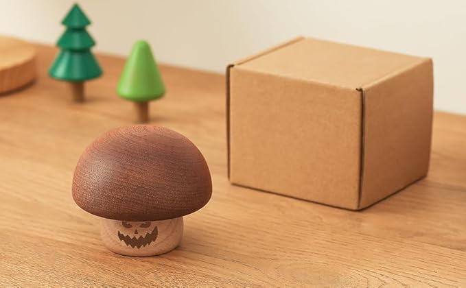Wood Mechanism Music Box Melody This is Halloween Mushroom Mini Musical Gift Nursery Home Decor for Halloween Thanksgiving Christmas Boys and Girls