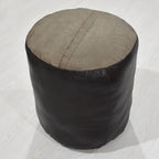 Round Shaped Goat Leather Handmade Eco-Friendly Chocolate Brown Pouf - 18" x 18" x 18", Plain Solid, Recycled Cotton Filled Stuffed, PF12