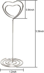 Table Number Card Holders Place Card Holder, 25 Pack Picture Holders for Tables, Heart Shape Photo Number Stands Menu Paper Card Clips for Wedding Party, Office, Restaurant (Silver)