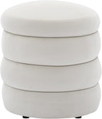 Furniliving Modern Round Ottoman, Soft Bedroom Ottoman Footstool Round Ottomans Stool for Living Room, Bedroom, Makeup Room, White, Velvet