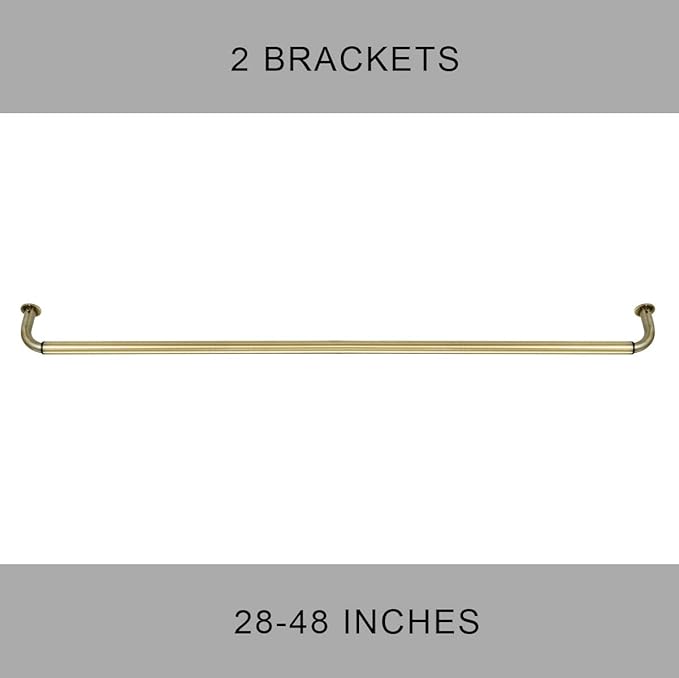 Room Darkening Curtain Rod, Wrap Around Design, Extra-Thick 1-Inch Diameter Single Drapery Rod, Extendable Metal Rod Set for the Blackout Curtains and Sheer (Antique Bronze, 28-48")