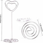 12pcs Table Number Holders Metal, 3.35 inch Place Card Stands for Wedding Centerpieces, Birthday Party - Table Card & Photo Picture Holders (Silver-Heart Shaped)