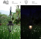 YAKii 2 Pack Solar Lantern Hanging Waterproof Outdoor Metal Solar Lamp with Warm White Light Decorate for Yard Garden Pathway Patio Porch Decor (Black)