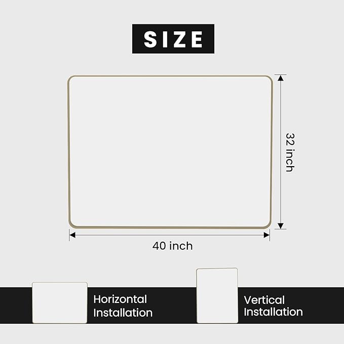 Bronze Bathroom Mirror 40x32 Inch, Brushed Bronze Metal Frame Mirror for Wall, Rounded Rectangle Bathroom Vanity Mirror with Tempered Glass, Anti-Rust, Horizontal/Vertical