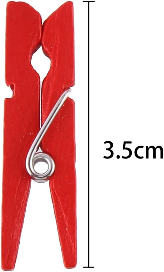 DECORA 120 Pieces 3.5cm Colored Wooden Clothespins Mini Craft Photo Pegs Clips with 98 Feet Twin