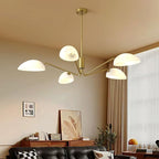 Modern 5-Light Luxury Elbow Chandelier Metal Acrylic Living Room Bedroom Dining Room Creative Adjustable Height Ceiling Light, Universal Wheel Suitable for Inclined Ceiling Installation