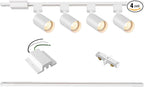 4-Light LED Track Lighting Kit with 3.3FT H Track Lighting Rails & Floating Canopy Connector, GU10 Track Light Kit, Modern Kitchen Track Lighting Fixtures Ceiling Spot Light, White (No Bulbs)