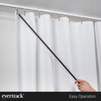 Curtain Wand - Aluminum Curtain and Drapery Pull Rod with Stainless Steel Hardware for Curtains, Draperies, and Room Divider Curtains - 48 Inches, Metallic Black - Pack of 2