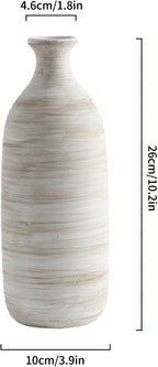 ALMA White Ceramic Vase 10 inch Tall, Narrow Boho Vases for Eucalyptus Leaf Branch, Small Pampas Grass Vase for Minimalist Home Decor, Coastal, Modern Bohemian Style Decor