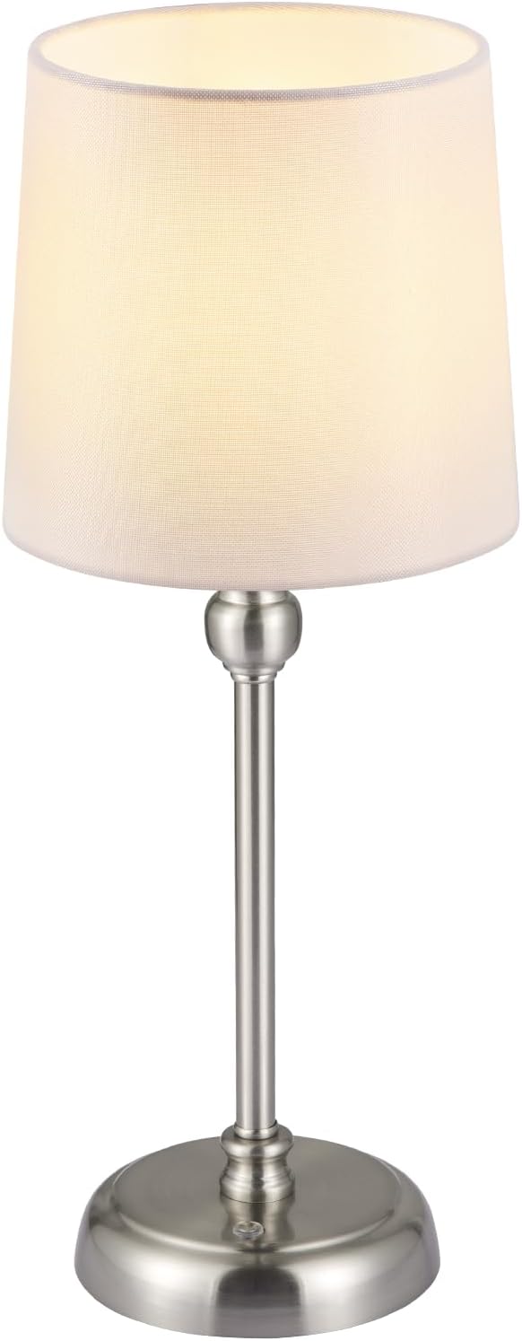 Cordless Small Table Lamp, 6000mAh Rechargeable Battery Powered,LED Touch Control Dimmable Bedside Operated Table Top,Light for Bedroom/Home/Restaurant/Entryway/Dining/Living Room(Brushed Nickel-High)