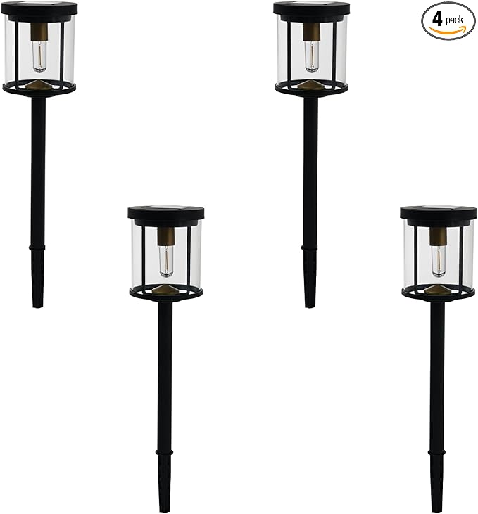 EcoGreen Outdoor Pathway Solar Light, 4pcs Pack,Garden Patio Balcony Walk Way Lights, Aluminum Leg, 5000K Daylight, Waterproof, 4.76 * 23.07in