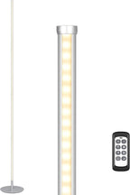 EDISHINE LED Corner Lamp, Set of 2 Minimalist Dimmable Light with Remote, 57.5" Tall Slim Sleek Floor Lamps for Living Room, Bedroom, Office, 7 Color Temperature 2700-6000K, (Silver)