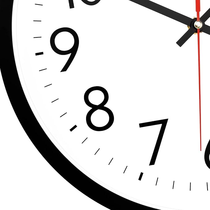 Lumuasky 14 Inch Wall Clock Battery Operated Silent Non-Ticking Large Analog Classic Round Clock for Office, Home, Kitchen, Bedroom, School, Living Room (Black)