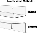 4 Pack Clear Acrylic Floating Shelves for Wall, 15'' Plastic Wall Mounted Display Shelf Kids Bookshelf and Spice Organizer for Bedroom, Living Room, Kitchen, Bathroom, Office