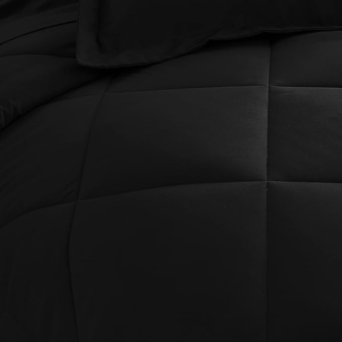 CozyLux Full Size Comforter Sets Black - 7 Pieces Bed in a Bag Full, Luxury Soft Bed Set for All Seasons, Bedding Set with Down Alternative Comforter, Sheets, Pillowcases & Shams