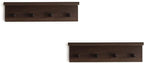 Entrance Coat Rack ，Coat Hooks, Wall-Mounted Wooden Hook Rack, Wall-Mounted Shelves are Very Suitable (Walnut Colored Finish-2)