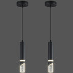 Modern Dimmable Led Pendant Lights Kitchen Island, Ideal for Living Room, Bedroom,Sink 6w LED Crystal Energy-Saving Hanging Lamp for Cozy Lighting (Black 2-Pack)