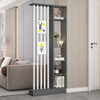 Wall Room Divider, Storage Cabinet Storage Display with Shelves, Modern Freestanding Wood Room Divider Screen, Wall Privacy Screens for Home Decorative (Grey+White,31.5" L x 9.5" W x 79.5" H)