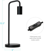 O’Bright Industrial Desk Lamp, 100% Metal Lamp, UL Certified Ceramic E26 Socket, Minimalist Design for Home Decoration, Table Lamp for Bedroom/Office/Dorm, ETL Listed, Black