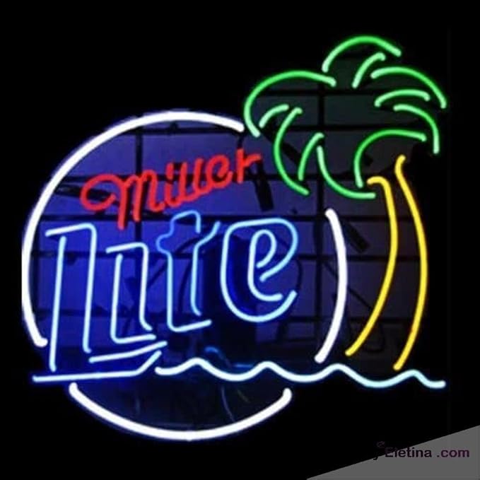 Neon Signs for Wall Decor MeiLi 20x24inch Lite Palm Tree Sign Light With Dimmer Man Cave Bar Pub Beer Gift Lamp Neon Glass Tubing