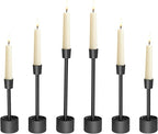 YUMORE Stainless Steel Black Candle Holders Candlestick 6 Packs Tall Taper Pillar Stable Base Stand Holders for Dining Table Wedding Centerpiece Decorations