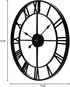 1st owned Large Wall Clock Silent Non-Ticking Roman Numerals Vintage Battery Operated (24 inch,18inch,16inch) Farmhouse Wall Clock for Living Room, Bedroom, Kitchen, Cafe Decor-Black 40CM