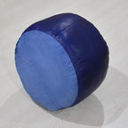 Round Shaped Goat Leather Handmade Eco-Friendly Blue Pouf - Round Shape Pouf, 14" x 14"x 14", Plain Solid Pouf, Goat Leather Pouf, Recycled Cotton Filled Stuffed Pouf, Leather Seating Pouf PF12