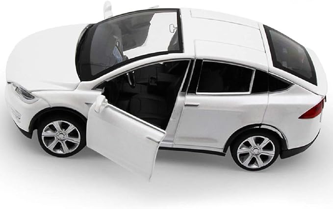 Toy Car Model X, Pull Back Car Toys Alloy Vehicles with Lights and Sound 1:32 Scale Model Car (White)